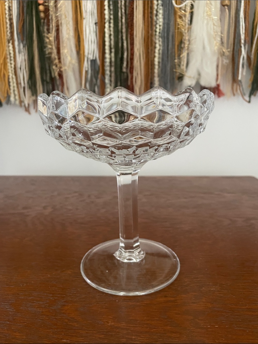 Cut Crystal Compote Dessert Coupe - Clear Glass